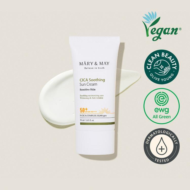 [MARY&MAY] CICA Soothing Sun Cream SPF50+ PA++++ - 50ml - KBeauti