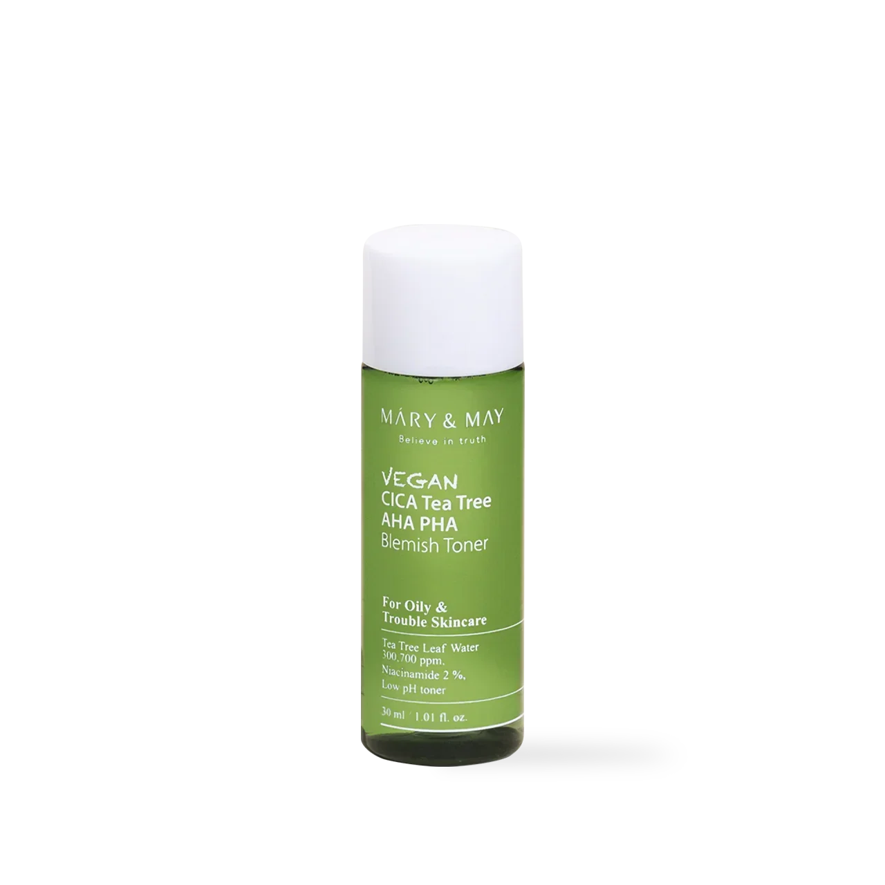 [Mary&May] Vegan CICA Tea Tree AHA PHA Blemish Toner - 30ml [Miniature]