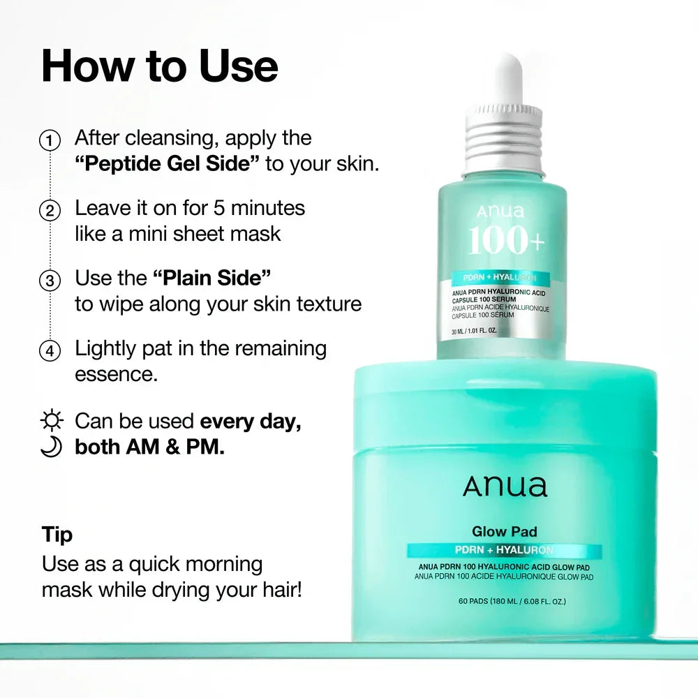 [anua] PDRN 100 Hyaluronic Acid Glow Pad 180ml 60ea