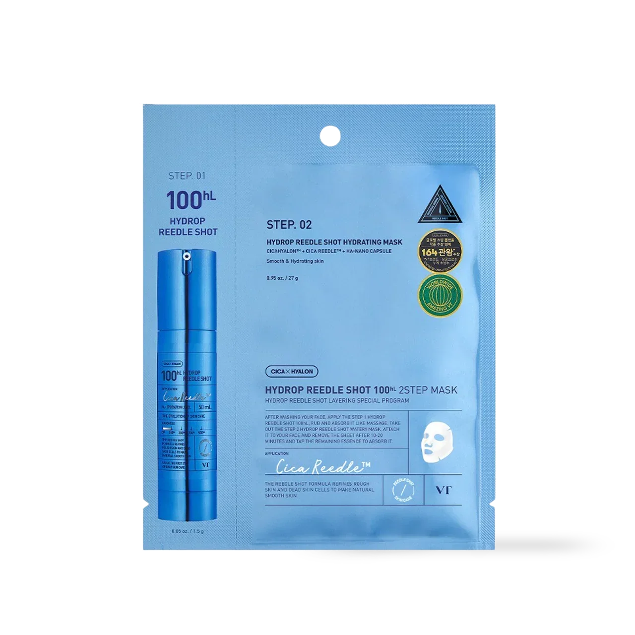 [VT Cosmetics] HYDROP Reedles Shot 100hL 2 STEP MASK