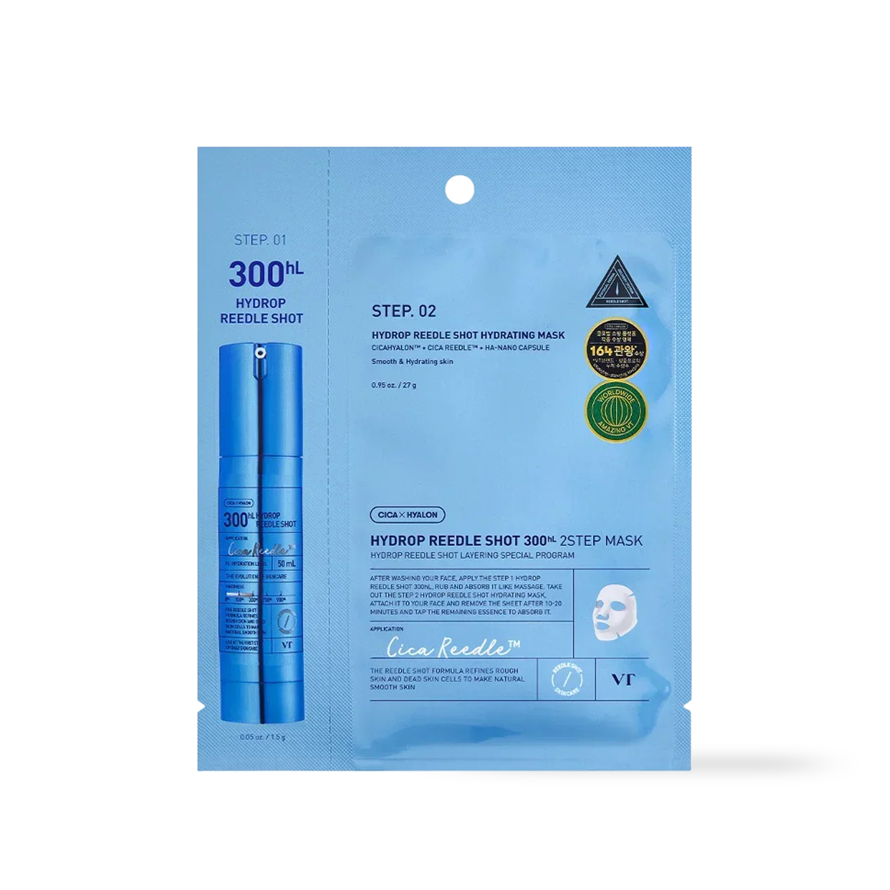 [VT Cosmetics] HYDROP Reedles Shot 300hL 2 STEP MASK