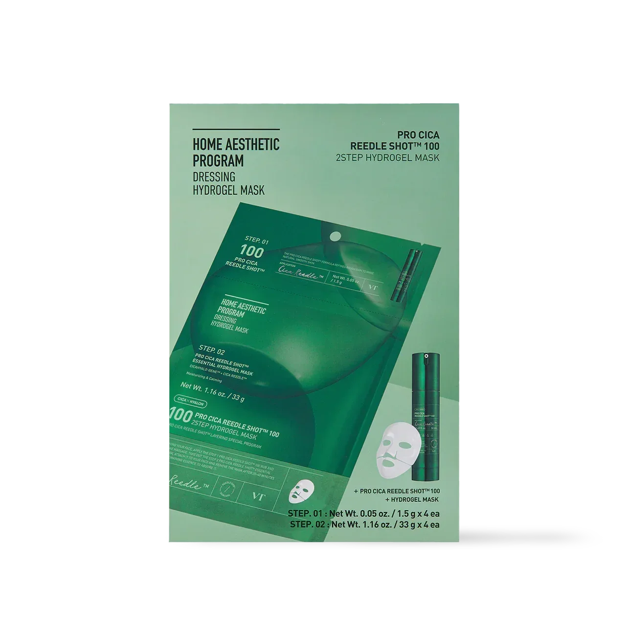 [VT Cosmetics] PRO CICA Reedle Shot 100 2STEP Hydrogel Mask 4ea