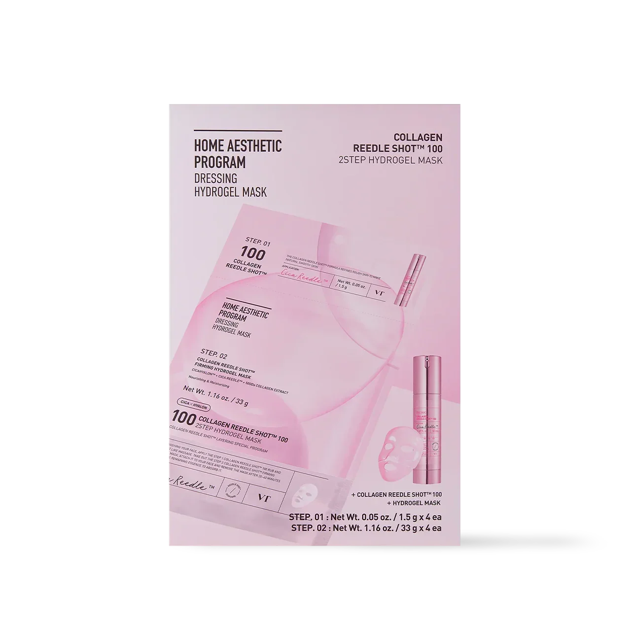 [VT Cosmetics] COLLAGEN Reedle Shot 100 2STEP Hydrogel Mask 4ea