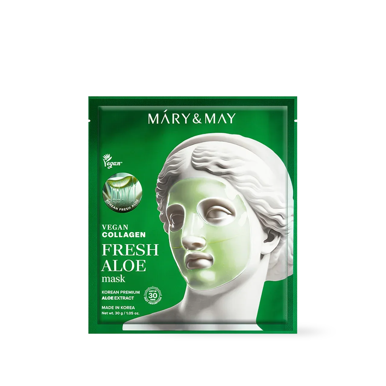 [Mary&May] Vegan Collagen Fresh Aloe Mask (30g x4)