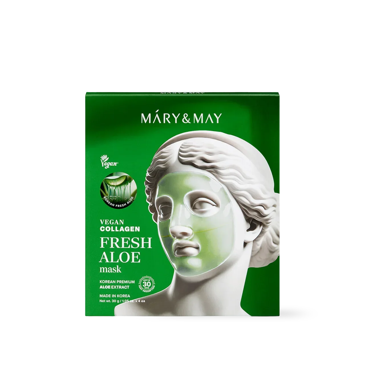 [Mary&May] Vegan Collagen Fresh Aloe Mask (30g x4)