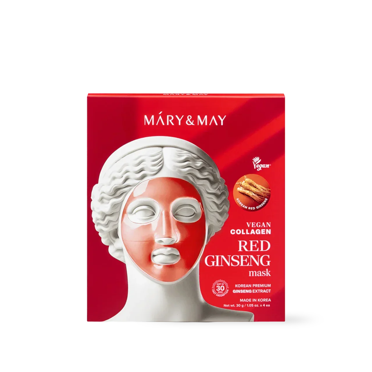 [Mary&May] Vegan Collagen Red Ginseng Mask (30g x4)