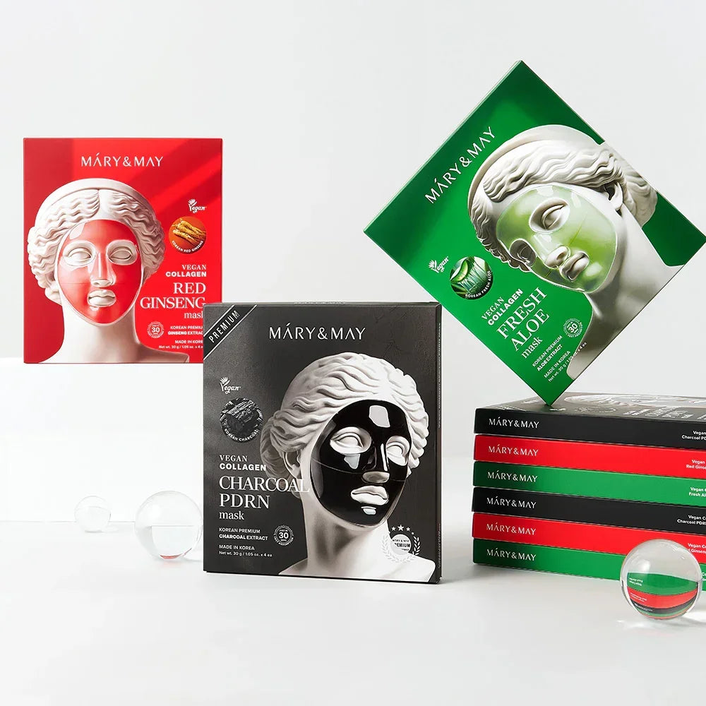 [Mary&May] Vegan Collagen Charcoal PDRN Mask (30g x4)