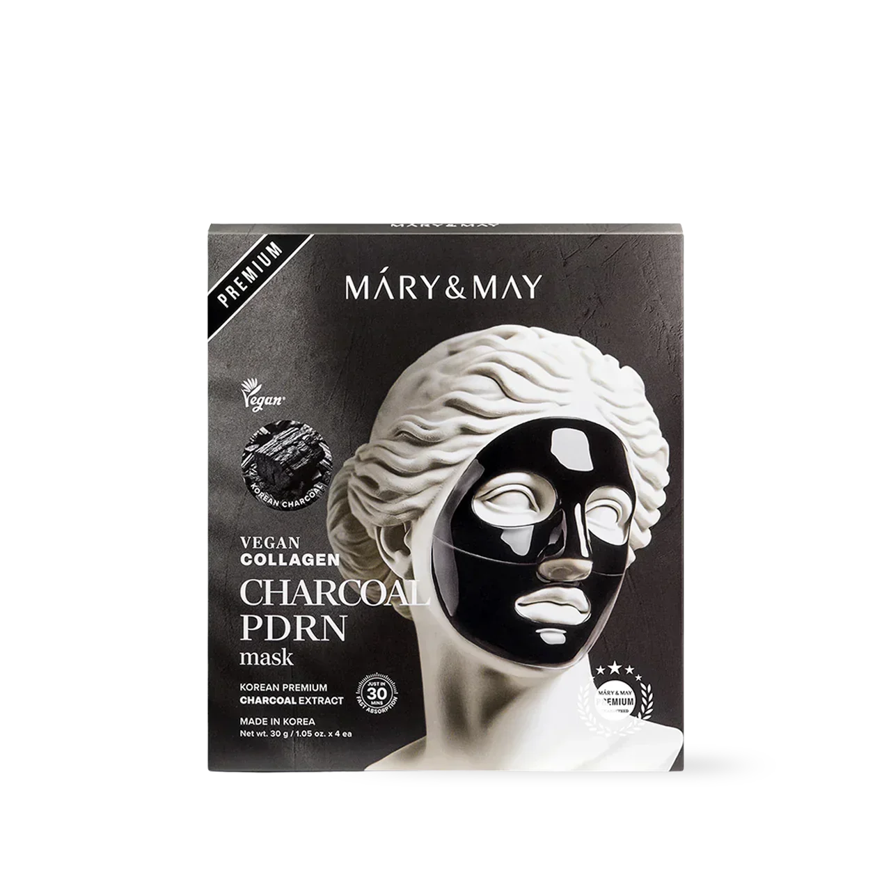[Mary&May] Vegan Collagen Charcoal PDRN Mask (30g x4)