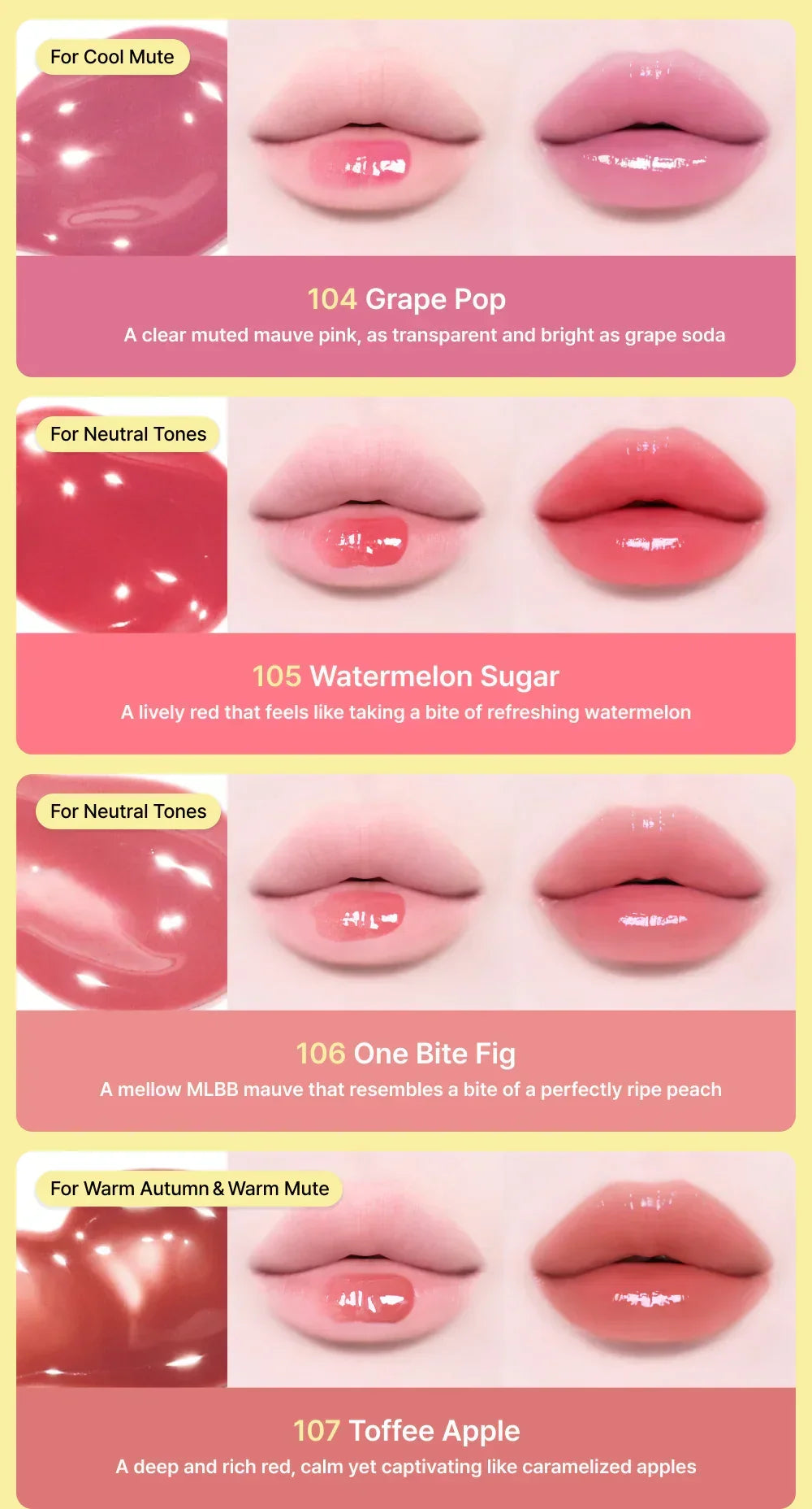 [Tiptoe] Glowit Sorbet Tint 4.5ml - 12 Colors