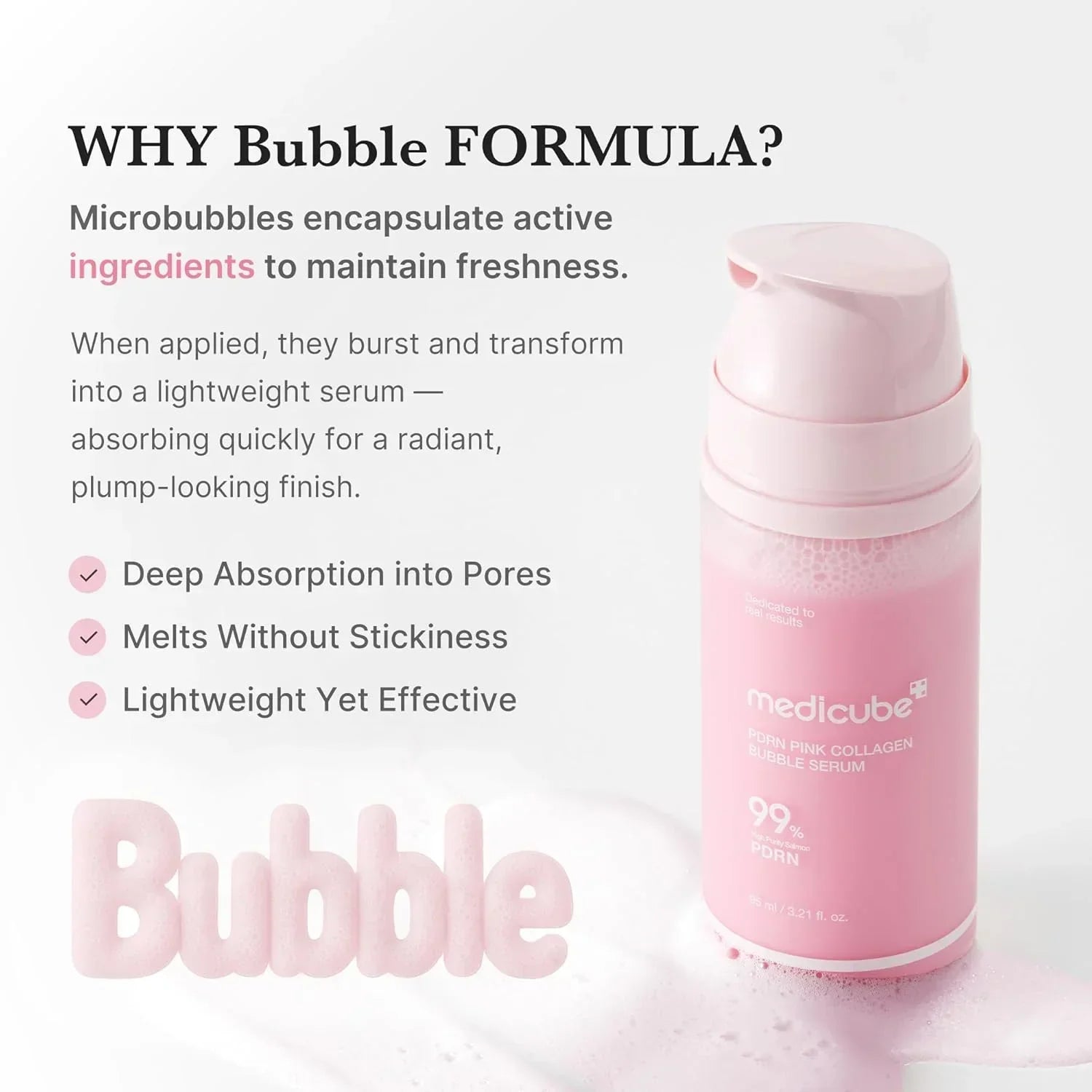 [Medicube] PDRN Pink Collagen Bubble Serum 95ml
