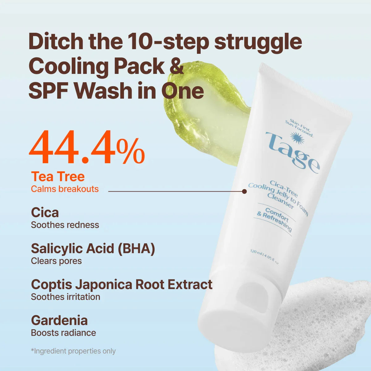[Tage] Cica-Tree Cooling Jelly to Foam Cleanser 120ml