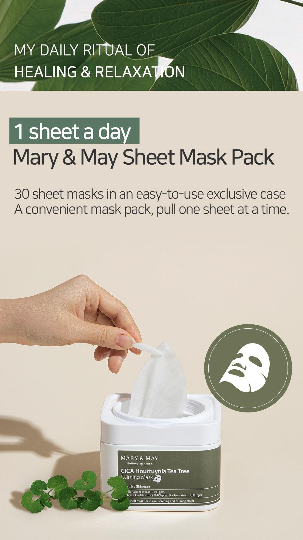 [MARY&MAY] Cica Houttuynia cordata Tea Tree Calming Mask Pack - 30 sheets - KBeauti