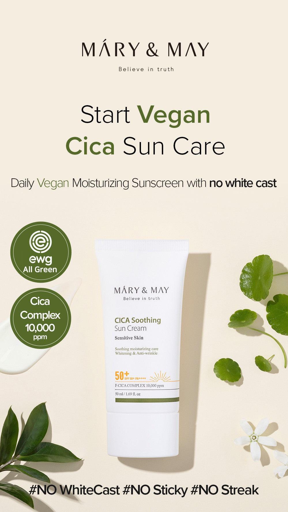 [MARY&MAY] CICA Soothing Sun Cream SPF50+ PA++++ - 50ml - KBeauti