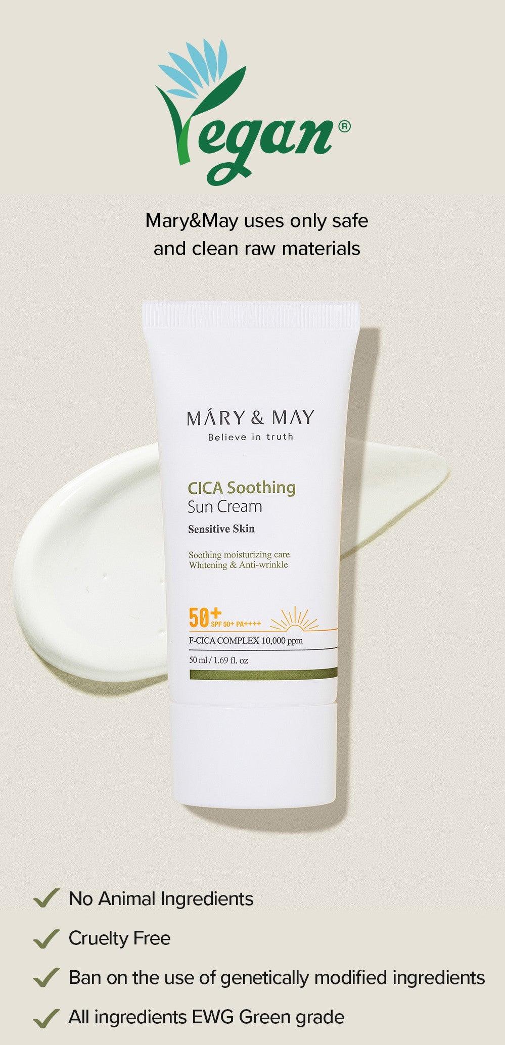 [MARY&MAY] CICA Soothing Sun Cream SPF50+ PA++++ - 50ml - KBeauti
