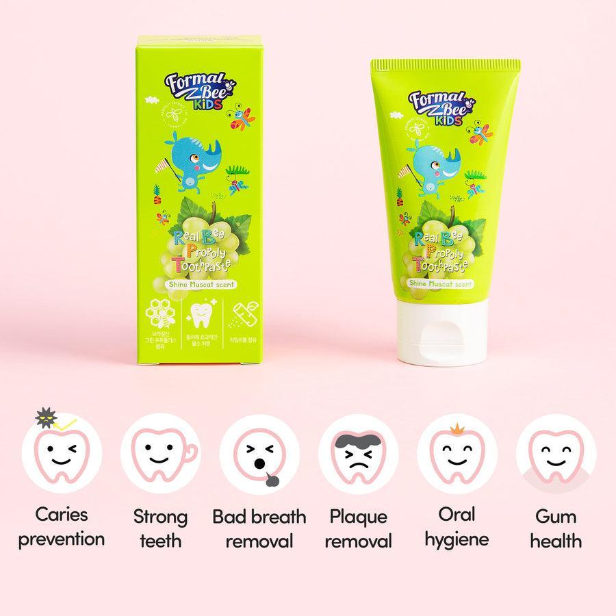 [FormalBeeKids] Real Bee Propoly Toothpaste Shine Muscat 60g 3pcs X Bundle Pack - KBeauti